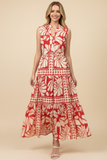 PINCH Ellie Floral and Geometric Print Tiered Maxi Dress