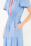 THMLClarissa Short Sleeve Striped Textured Maxi Dress