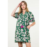 Aurora Puff Sleeve Flower Print Midi THML Dress