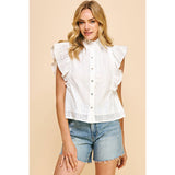 Brandi Buttondown Eyelet Embroidery Pinch Top SALE