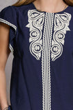 Georgia Embroidered Round Neck Flutter Sleeve Current Air Blouse