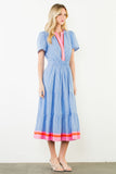 THMLClarissa Short Sleeve Striped Textured Maxi Dress