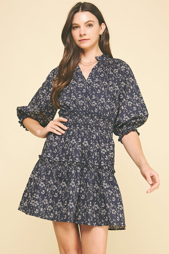 Toni Floral Balloon Sleeve Mini PINCH Dress