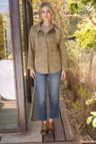 Ayla Collared Button Down Solid Suede VOY Jacket