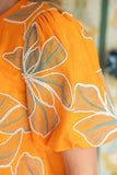 Dahlia Contrast Band Detailed Floral Embroidery VOY Top