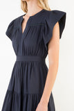 THML Michelle Ruffled Sleeve Tiered Midi Dress