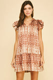 Irma Print Ruffled Sleeve Tiered Mini PINCH Dress
