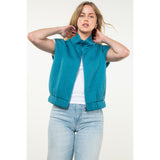 Jennifer Striped Texture Zip Up THML Vest