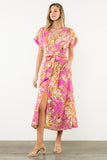 THML Rosie Short Sleeve Flower Print Dress