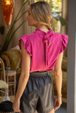 Meredith Ruffle Sleeve Suede VOY Top SALE