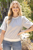 Odette Ribbed Knit Band Solid Faux Leather VOY Top
