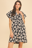 PINCH Jessica Embroidered Leaf Cap Sleeve Mini Dress