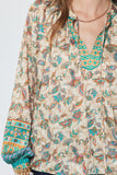 Delia Paisley Long Sleeve with Self Tie Current Air Blouse
