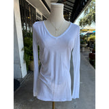 Malibu White Long Sleeve V Neck T-Shirt