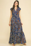PINCH Caroline Abstract Print Tiered Maxi Dress