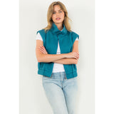 Jennifer Striped Texture Zip Up THML Vest