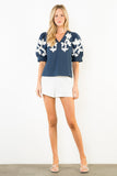 THML Ingrid Puff Sleeve Floral Embroidery Top