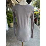 Malibu Light Grey Long Sleeve V Neck T-Shirt