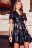 Moira Twisted Front Faux Leather Skies are Blue Dress