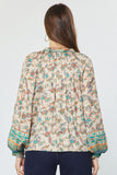 Delia Paisley Long Sleeve with Self Tie Current Air Blouse