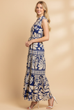 PINCH Emma Floral and Geometric Print Tiered Maxi Dress