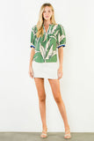 THML Carolina Geometric Print Top with Stripe Detail