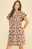 PINCH Adeline Embroidered Leaf Cap Sleeve Mini Dress