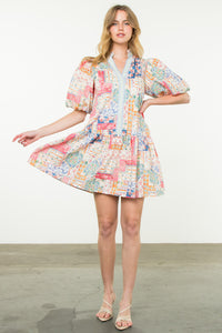 Stephany Puff Sleeve Print THML Dress