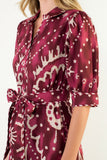 Aliana Long Sleeve Print Tiered THML Dress