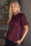 Alexandra Trellis Trimmed Crushed Velvet Bubble Sleeve VOY Top