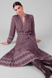Kristen Long Sleeve with Waist Belt Tiered Current Air Dress