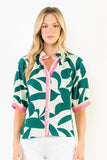 THML Coryelle Puff Sleeve Geometric Print Top