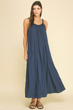 PINCH Sadie Solid Maxi Dress with Ball Trim Neckline