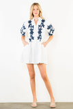 THML Valerie Embroidered Puff Sleeve Short Dress