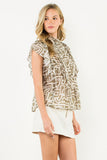 Eliana Flutter Sleeve Print Button Up THML Top
