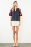 THML Wren Floral Pattern Puff Sleeve V Neck Top