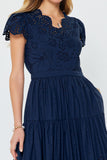 Dorothea Eyelet Embroidered Scallop Maxi Current Air Dress