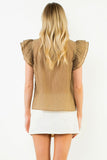 THML Billy Textured Embroidery Flutter Sleeve Top
