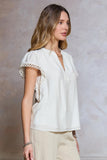 Zahra Off White Embroidered Sleeve Current Air Blouse