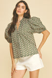PINCH Jaylan Paisley Print V Neck Blouse
