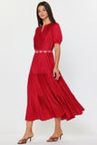 Velma Puff Sleeves Pleated Maxi Current Air Dress