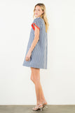 THML Angie Short Sleeve Striped Detail V Neck Dress