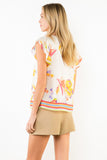 THML Hattie Short Ruffled Sleeve Floral Top