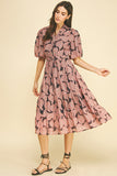 PINCH Lisa Floral Button Down Tiered Midi Dress