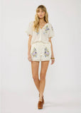 Lovestitch Lilly Floral Embroidered Button Down Top