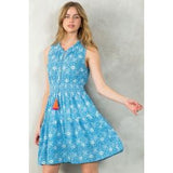 Tracy Blue Print and Tassel THML Dress