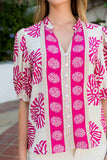THML Liza Puff Sleeve Abstract Top