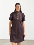 THML Lena Suede Dress With Gold Buttons