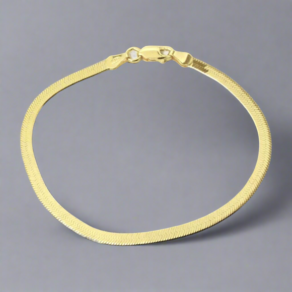 Ann Herringbone Gold Snake Bracelet