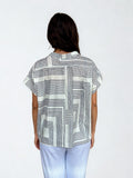 Norah Geometric V-Neck Blouse Pinch Top